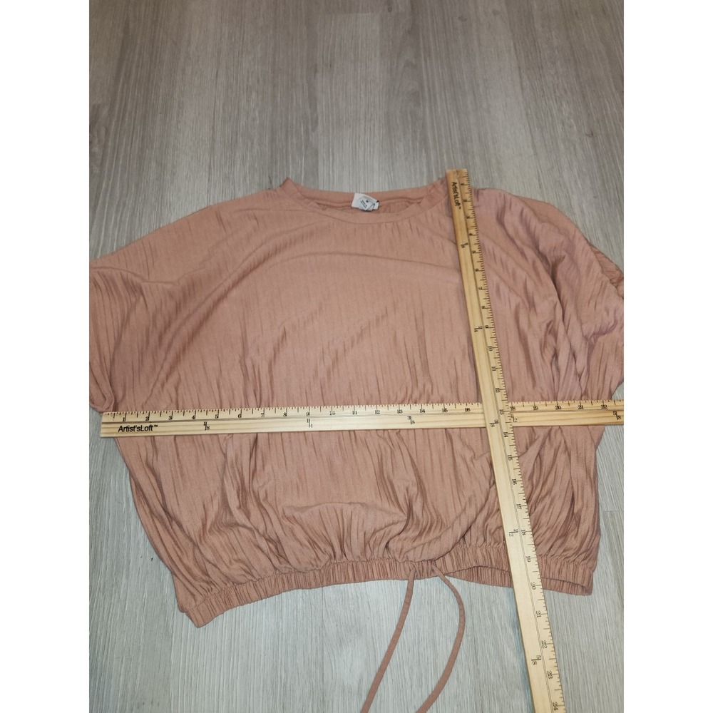 A New day Pleated Blouson Short Sleeve Top Mauve‎ Pink Dolman Crew Neck Size M - Picture 4 of 10